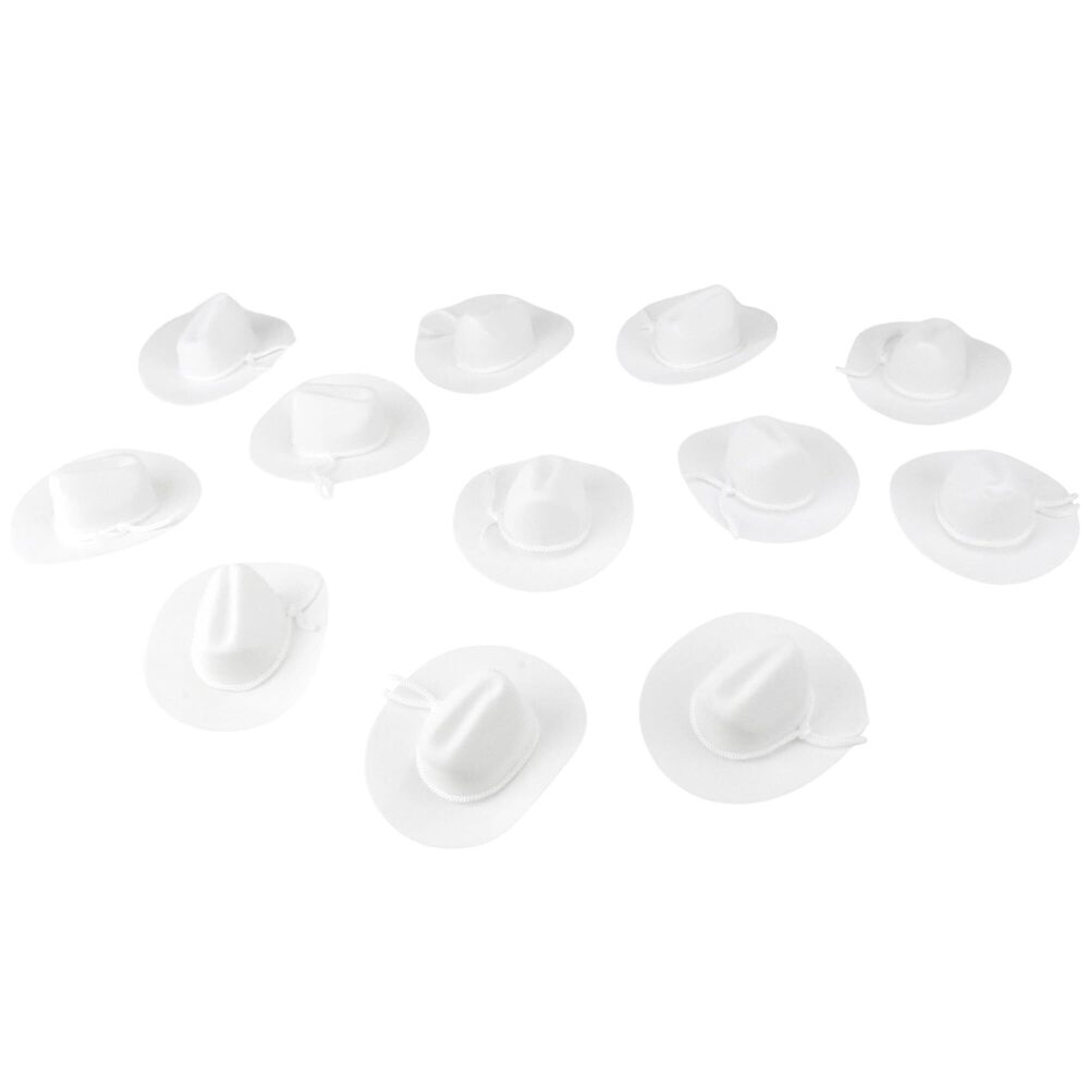 3570 Mini Cowboy Hat Party Favor, 4-inch, 12-count, White